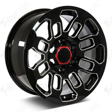 17x8 Black Milled Wheels Fit Toyota 4Runner Tacoma Fj GX470 6x139 +0 Rims Set