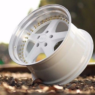 ESR SR04 White With Machined Lip 19 Inch Wheels 19x10.5 +22 5x120 Rims Set of 4