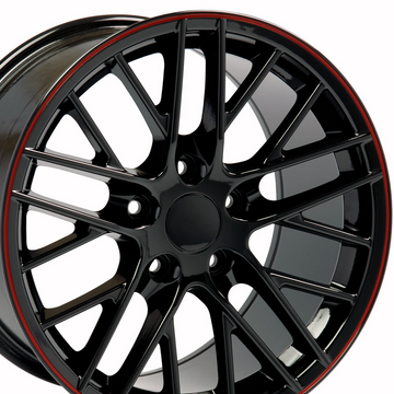 18x8.5 Black Red Edge Wheels For Chevy Corvette Camaro Firebird Rims Set 4