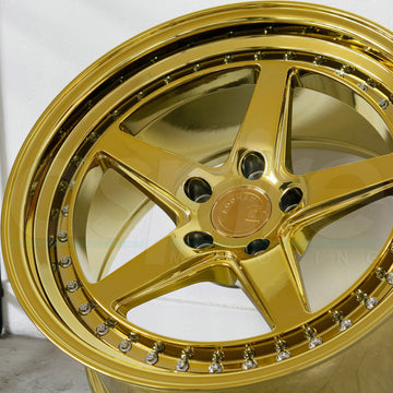 18x8.5 / 18x9.5 +35 5x100 Aodhan DS05 Vacuum Gold Chrome 18" Wheels (Set 4)