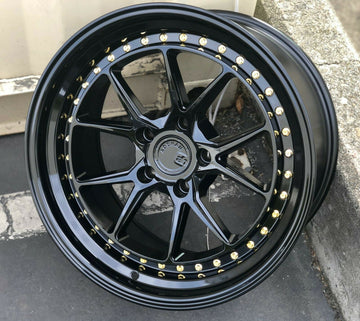 18x9.5 5x114.3 +22 Aodhan DS08 Gloss Black 18 Inch Wheels Set 4