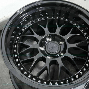 18 Inch ESR SR01 Gloss Black Deep Dish Wheels 18x10.5 5x114.3 +15 Rims Set 4