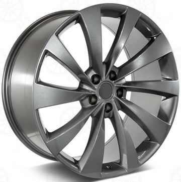 22" Slipstream Style Gun Metal Wheels 22x9 / 22x10 Rims Set Fit Tesla Model S X