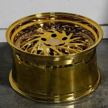 18x10.5 +22 AodHan DS03 Wheels 5x114.3 Gold Vacuum Deep Dish 18 Inch Rims Set 4