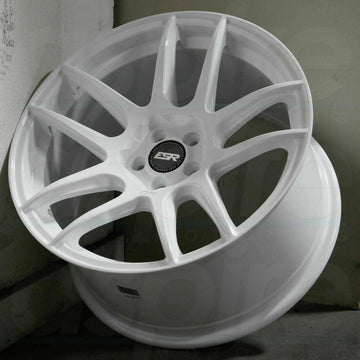 18x9.5 5x114.3 +15 ESR CS8 Wheels Gloss White 18 Inch Concave Rims Set of 4