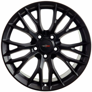 18X8.5 / 19X10.0 Black Wheels For Chevy Corvette Years 2005 - 2013 Rims Set 4
