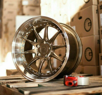18x9.5 18x10.5 5x114.3 +22 Bronze Machined Lip Wheels Aodhan DS07 Rims 18" Set 4
