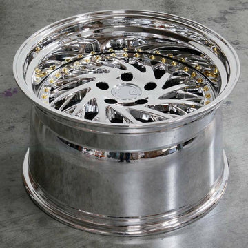 18x10.5 +22 AodHan DS03 Wheels 5x114.3 Vacuum Chrome Deep Directional Rims Set 4