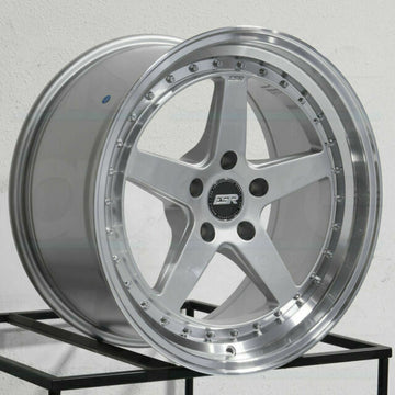18x9.5 5x100 +35 ESR CS5 Wheels 18" Silver Machined Lip Rims Set 4
