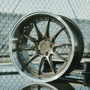 19x11 5x114.3 +15 Bronze Machined Deep Machined Lip Wheels Aodhan DS07 Set 4