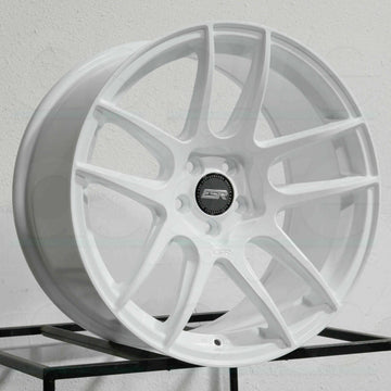 18x9.5 5x100 +22 ESR CS8 Wheels Gloss White 18 Inch Rims Set of 4