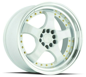 Aodhan AH03 17x9 5x100 5x114.3 +25 White Wheels Machined Lip 18 Inch Set 4