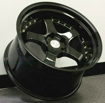 18x9.5 +30 / 18x10.5+25 Aodhan AH03 Wheels 5x114.3 Black Gold Rivets Rims Set 4