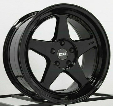 18x9.5 5x100 +22 ESR CR5 Wheels 18" Gloss Black Rims Set 4