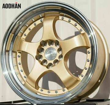 Aodhan AH03 17x9 5x100 5x114.3 +25 Gold Wheels Machined Lip Rims Set 4