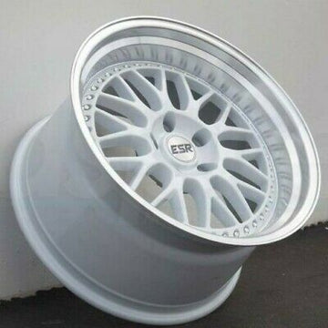 18" ESR SR01 White With Machined Lip Wheels Rims 18x9.5 +35 5x114.3 Set Four