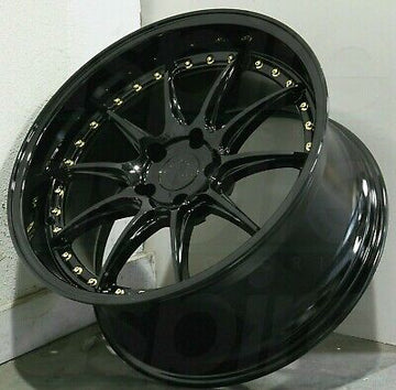 18 Inch Wheels 18x9.5 +30 Gloss Black Aodhan DS07 5x114.3 Rims Set