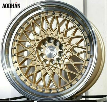 Aodhan AH05 17x9 5x100 5x114.3 +25 Gold Wheels Machined Lip Rims Set 4