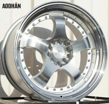 Aodhan AH03 17x9 5x100 5x114.3 +25 Silver Wheels Machined Lip Rims Set 4