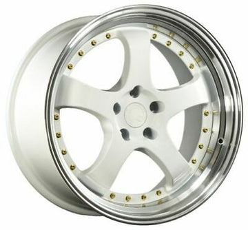 18x9.5 White Machined Lip Wheels Aodhan AH03 AH3 5x100 +35 Rims 18 Inch Set 4