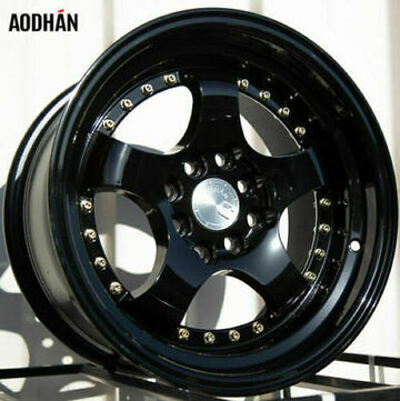 AodHan AH03 17x9 4x100 / 4x114.3 +25 Gloss Black Wheels 17" Rims Set 4