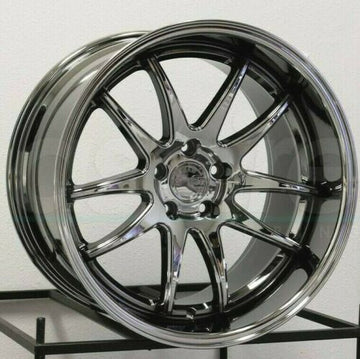 18x9.5 +30 AodHan DS02 Wheels 5x100 Black Vacuum Chrome 18 Inch Rims (Set 4)