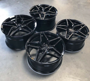 MRR M755 18x9.5 +50/19x11 +73 Flow Forged Gloss Black Wheels Fit Corvette C6 C7