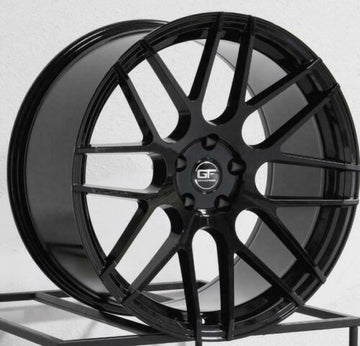 19" MRR GF7 Gloss Black Wheels 19x8.5 5x112 +25 Ground Force Rims Set 4