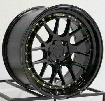 19x9.5 +15  5x114.3  Aodhan DS06 Wheels Gloss Black Concave 19 Inch Rims Set 4