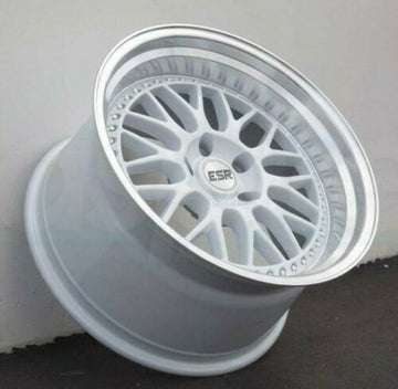18 Inch ESR SR01 White With Machined Lip Wheels 18x9.5 5x114.3 +15 Rims Set 4