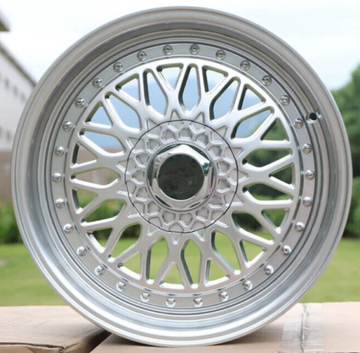 17" Wheels 5x100 / 5x112 +35 CB73.1 Silver Machined 17x8.5 RS Style Rims Set 4