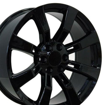 22x9 Wheels Set For CMC Savana Sierra Yukon Cadillac Escalade Black Rims Set 4