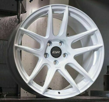 19 Inch ESR CS8 Gloss White Wheels 19x9.5 / 19x10.5 +22 5x114.3 Rims Set 4 19"