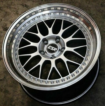17x8.5 ESR SR01 Wheels Silver 5x100 +30 Fit Corolla Celica Golf Jetta Rims Set 4