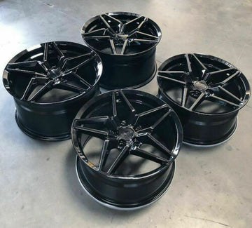 MRR M755 Black 19x8.5 +50 / 20x11 +55 Concave Wheels Set Fit Chevy Corvette C5