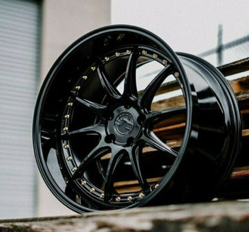 18x9.5 / 18x10.5 Gloss Black Wheels Aodhan DS07 5x114.3 +15 Rims 18 Inch Set 4