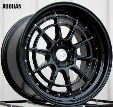 18x9.5 Aodhan AH04 5x114.3 +30 Wheels Black With Gold Rivets 18" Rims (Set of 4)